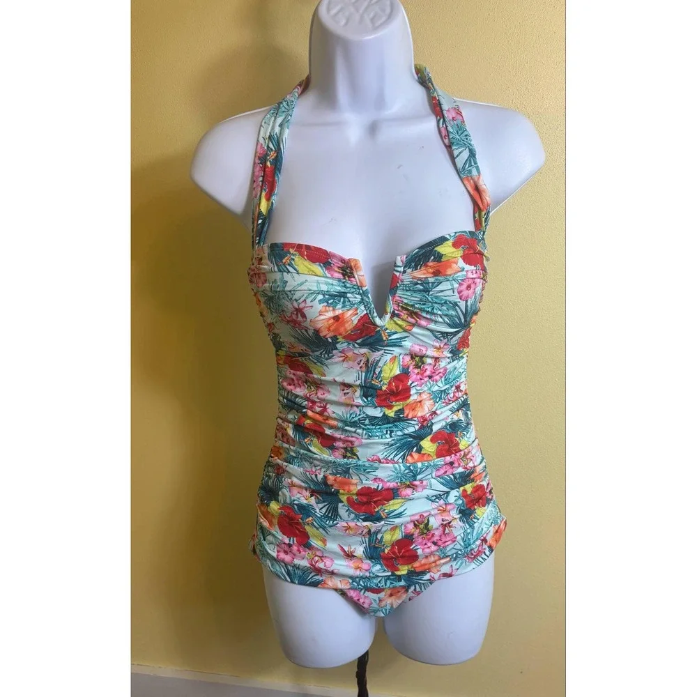 Bleu By Rod‎ Beattie Women's Floral Hawiian One Piece Swimsuit Size 6